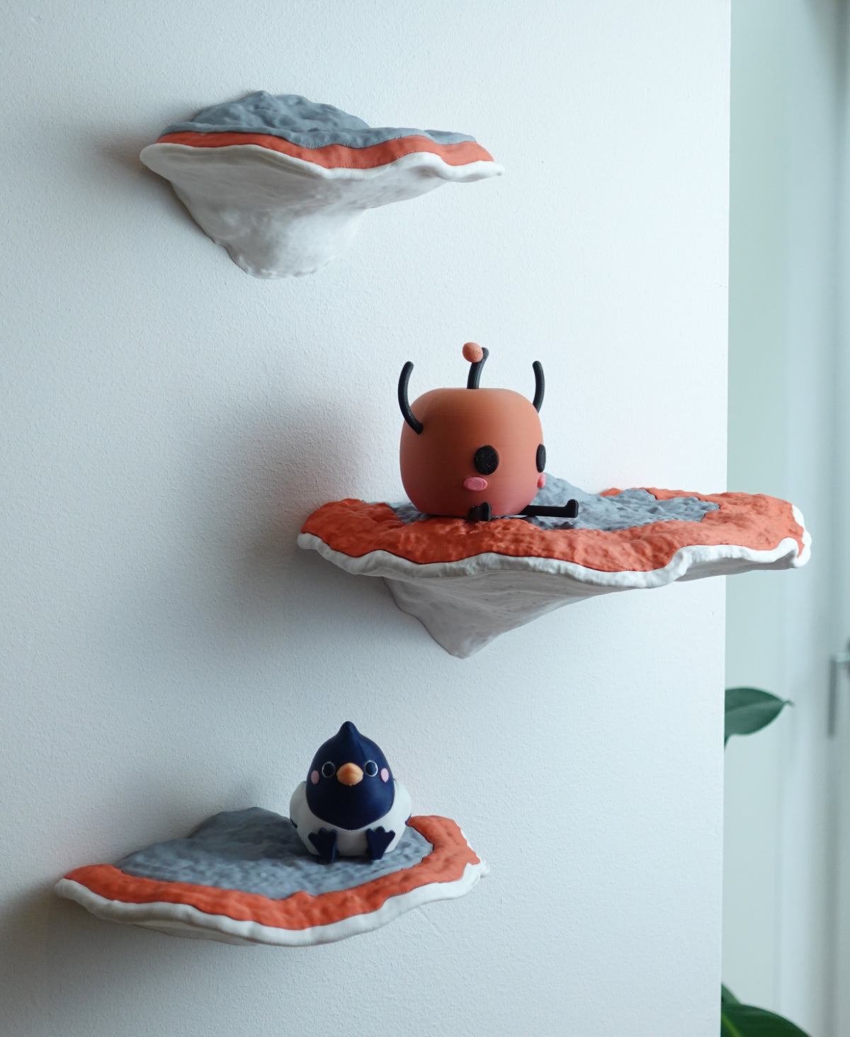 Baumschwamm Wandregal "Formitopsis Pinicula" II – 4er-Set