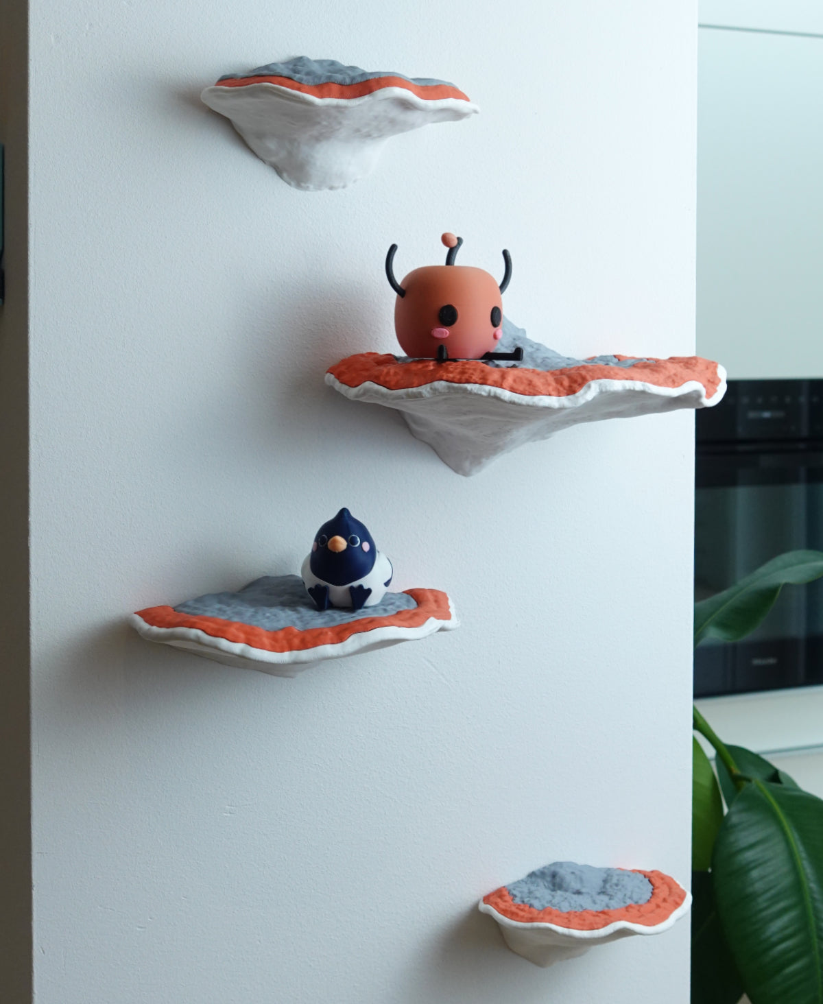 Baumschwamm Wandregal "Formitopsis Pinicula" II – 4er-Set