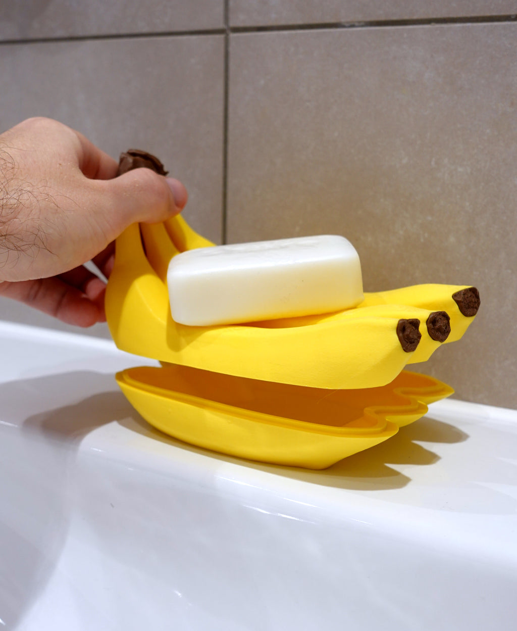 Bananen-Seifenschale mit Abtropffach – 3D-Scan Original