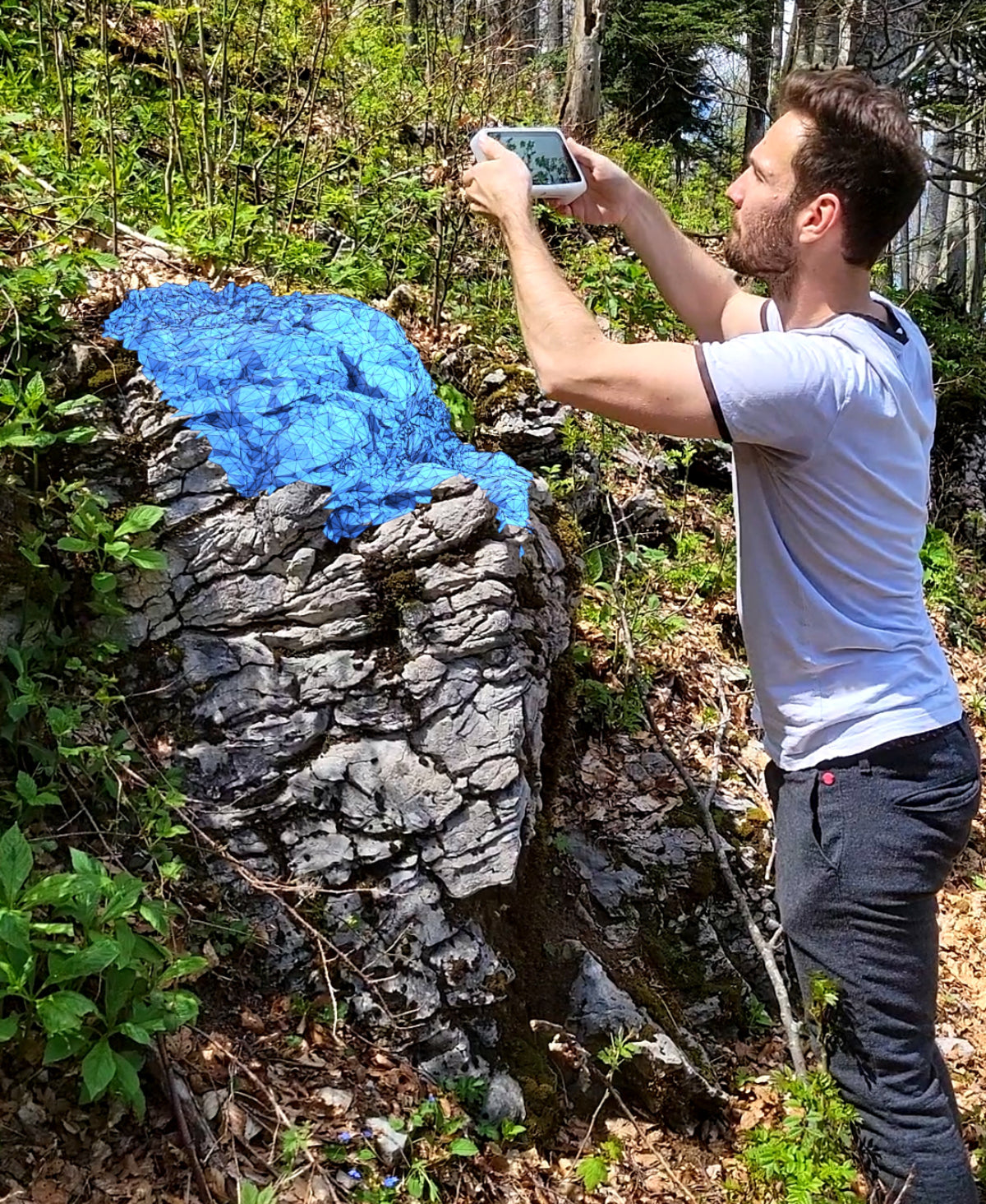 Stein-Wandregal mit verstecktem Gesicht – Optische Täuschung
