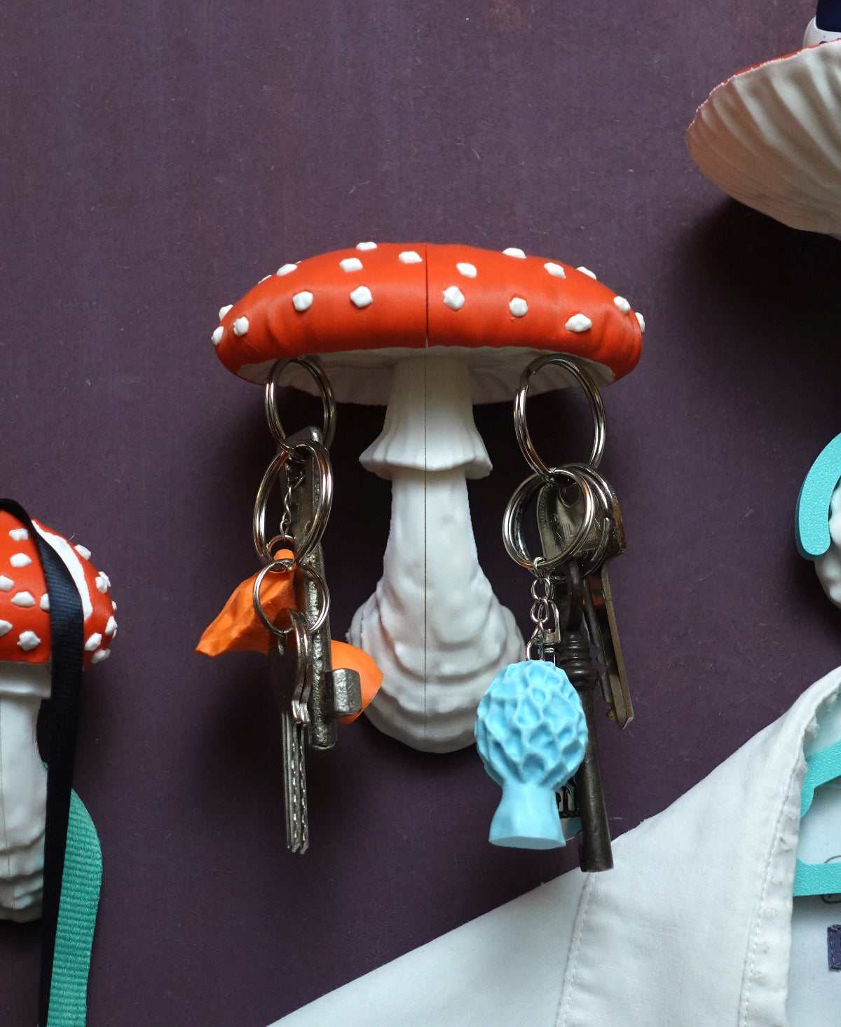 Pilz Wandset "Amanita Muscaria" – Regal, Schlüsselbrett & Haken