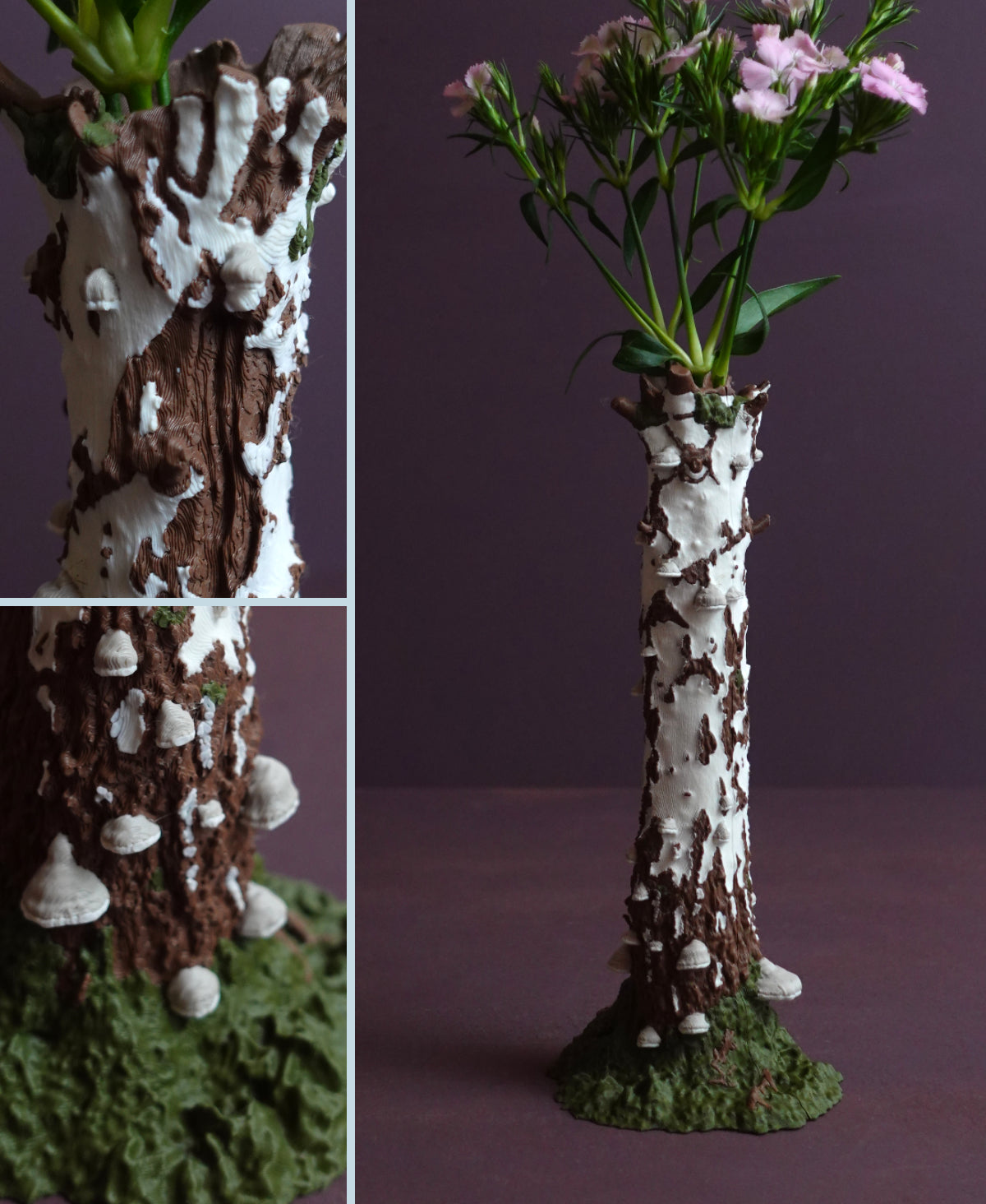 Baumstamm Blumenvase "Hängebirke" – Naturgetreuer 3D-Scan