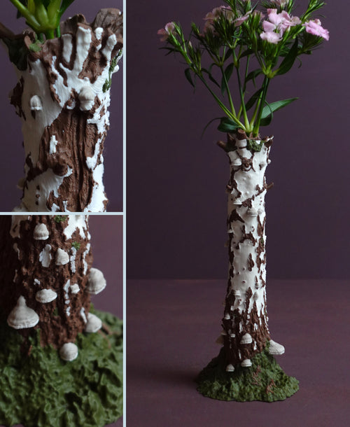 Baumstamm Blumenvase "Hängebirke" – Naturgetreuer 3D-Scan