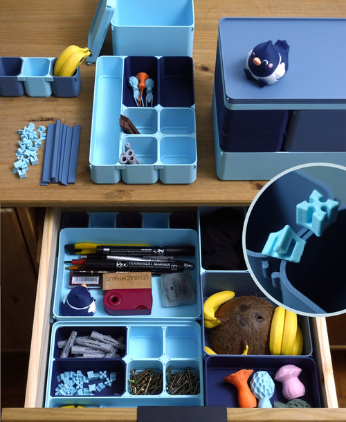 BOXY – Modulares Stapelboxen & Schubladenorganizer-System