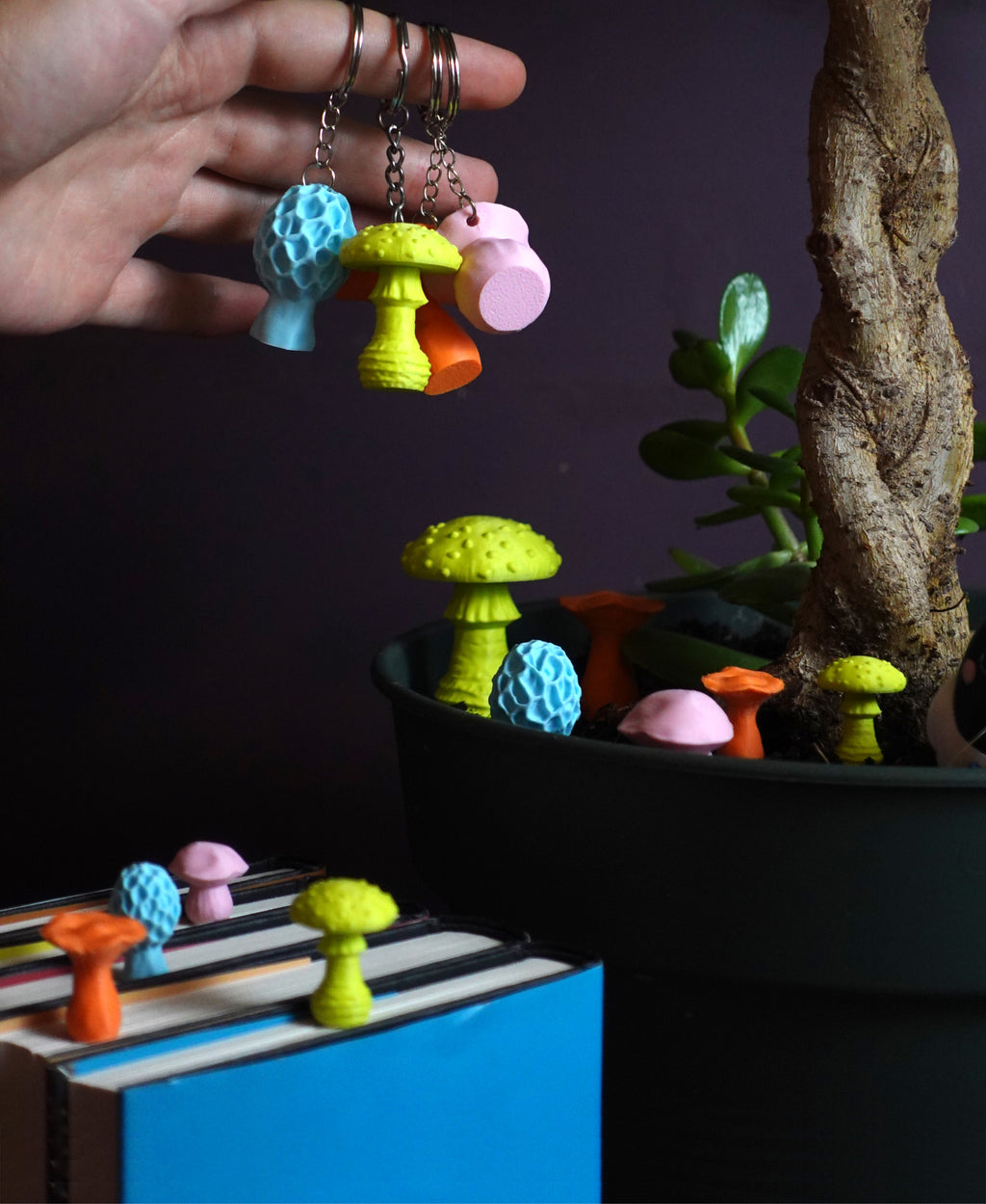 Mini-Pilz Bundle – Lesezeichen, Schlüsselanhänger & Deko (4 Arten)