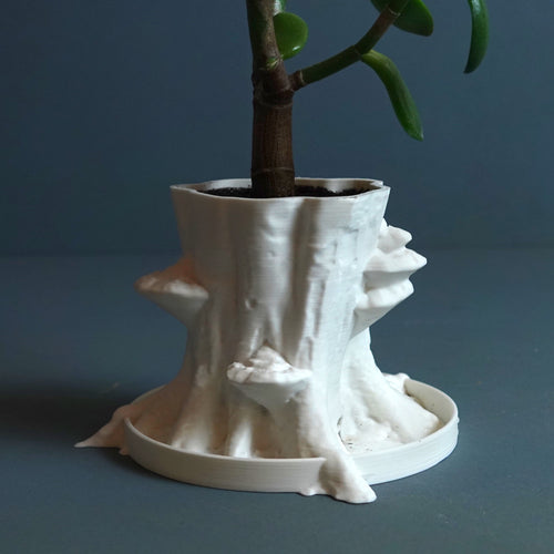 Blumentopf "Sylvatica Tree" – Baumstamm & Pilz Design